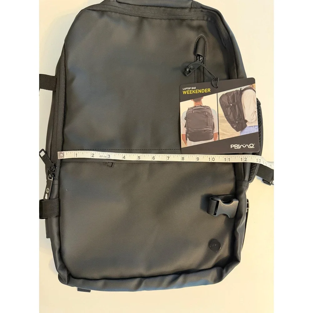 Primo Weekender Laptop Bag Black Travel Backpack USB Port Water Resistant NEW